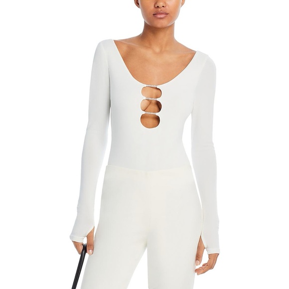 ALICE + OLIVIA
Crystal-embellished cutout crepe bodysuit - Picture 5 of 9